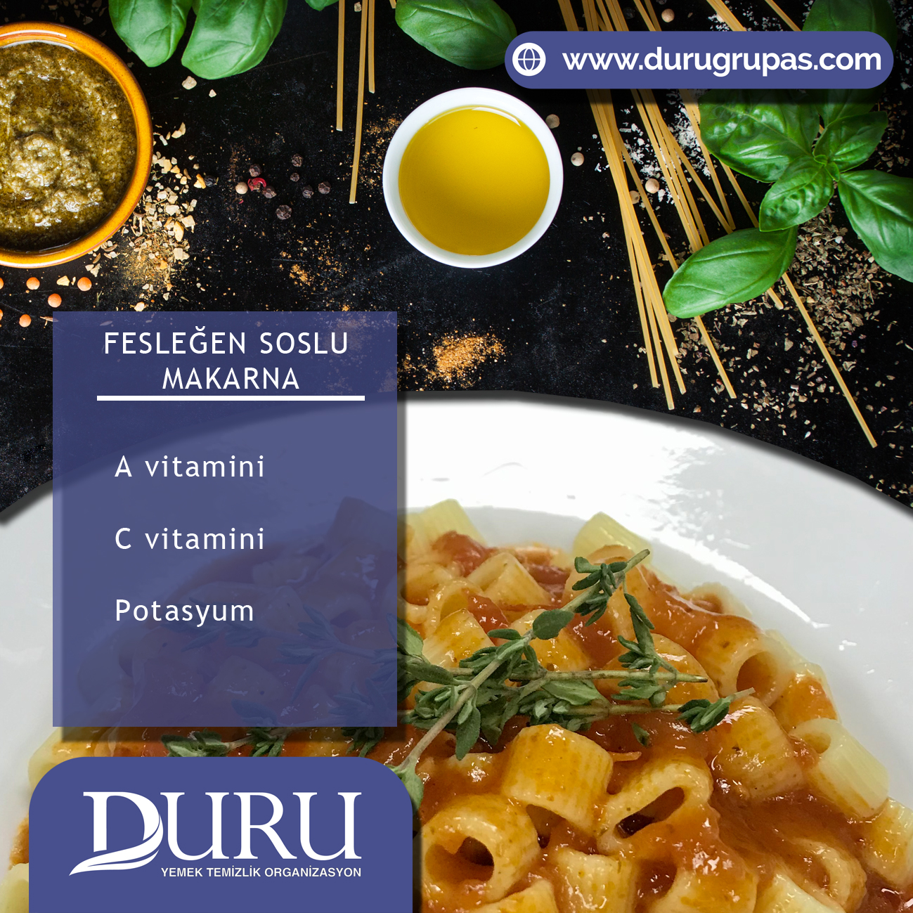 fesleğen soslu makarna